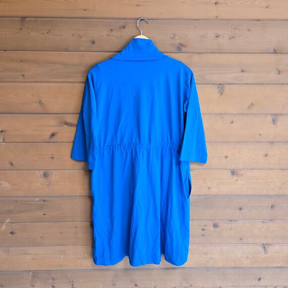 Brobe Post Surgery Healing Robe Bright Blue Small Robe Short Sleeve Tie Front - Picture 3 of 5